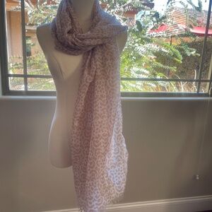 Lightweight Wrap Scarf Beige Leopard Print